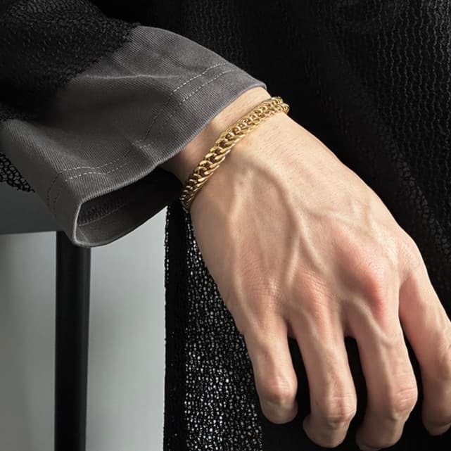 ブレスレットメンズ シンプル細身喜平チェーンブレスレット