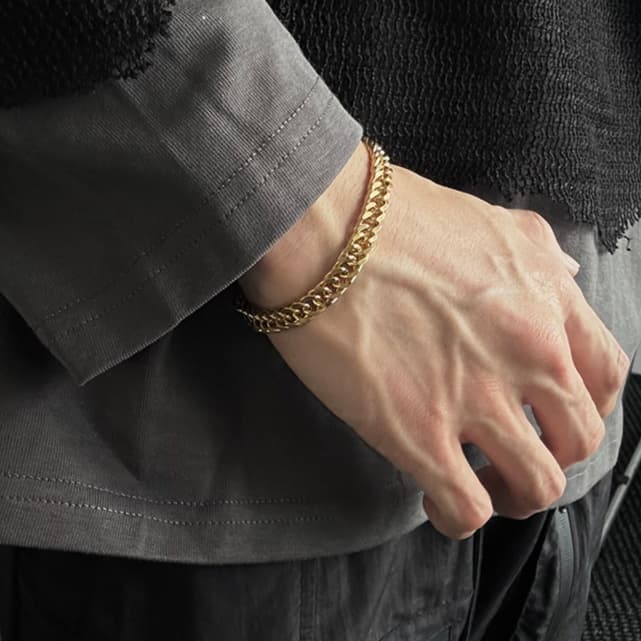 ブレスレットメンズ シンプル細身喜平チェーンブレスレット