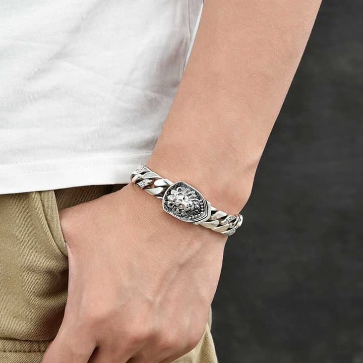 ブレスレットメンズ 獅子の紋章チェーンブレスレット
