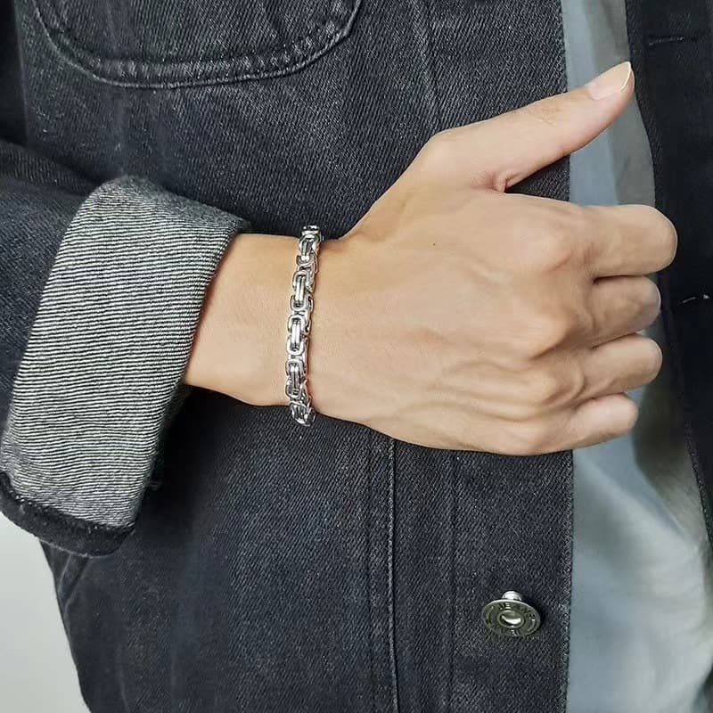 ブレスレットメンズ シンプル重厚感バイザーデザインブレスレット