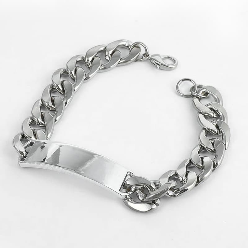 ブレスレットメンズ クラシック喜平チェーンプレート留め具ブレスレット