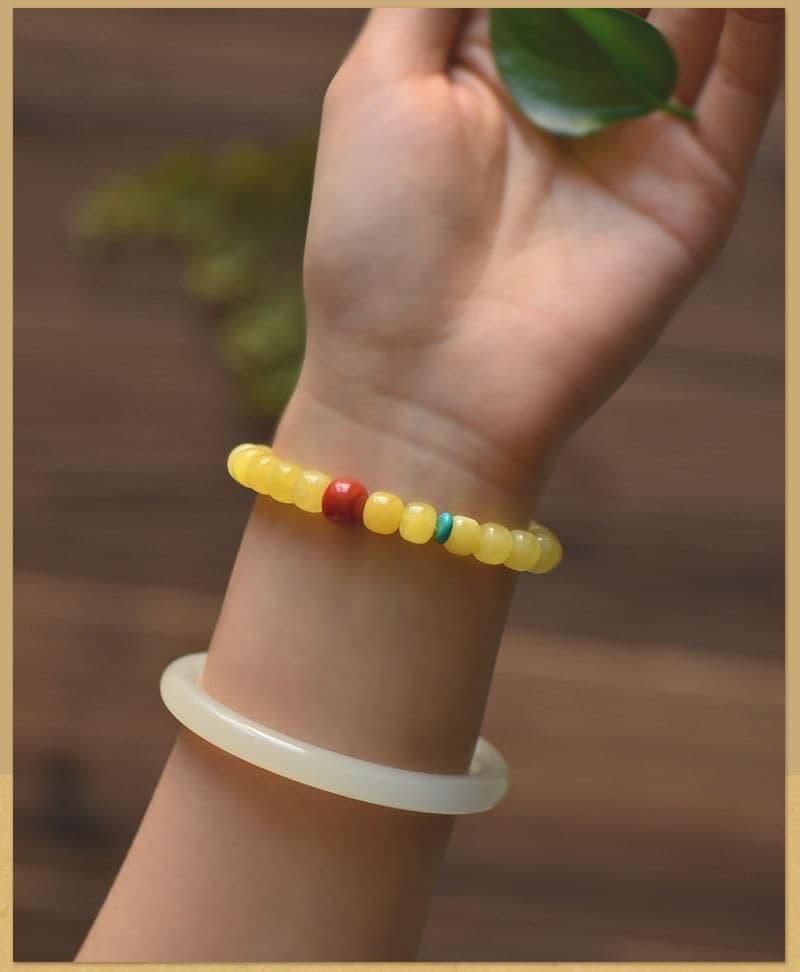 ブレスレットメンズ 天然琥珀パワーストーンブレスレット