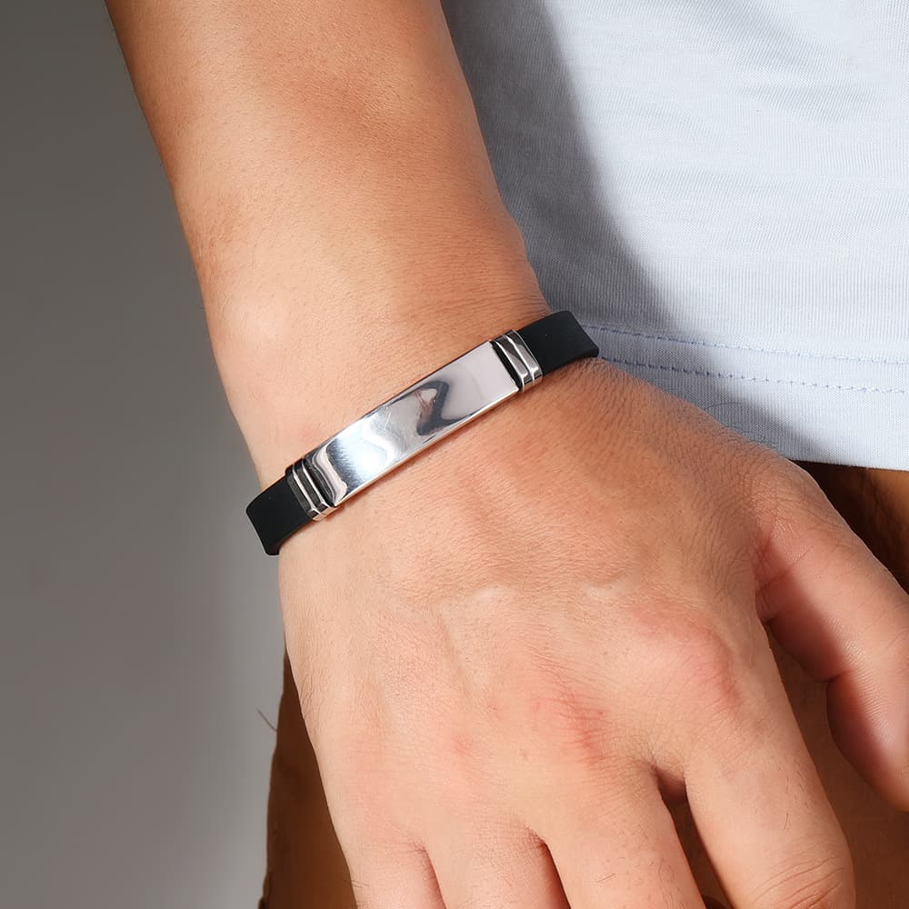 ブレスレットメンズ シンプル上質プレート留め具付きバングル