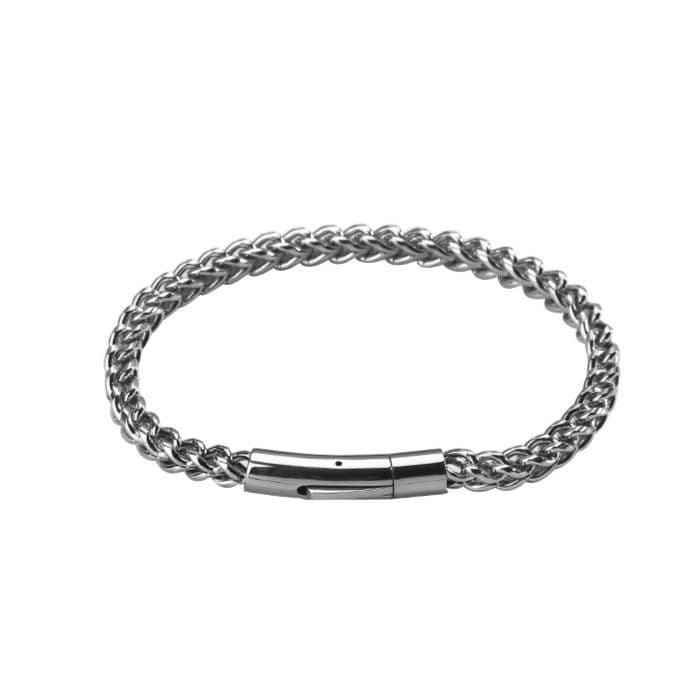 ブレスレットメンズ 編み込みプレートブレスレット