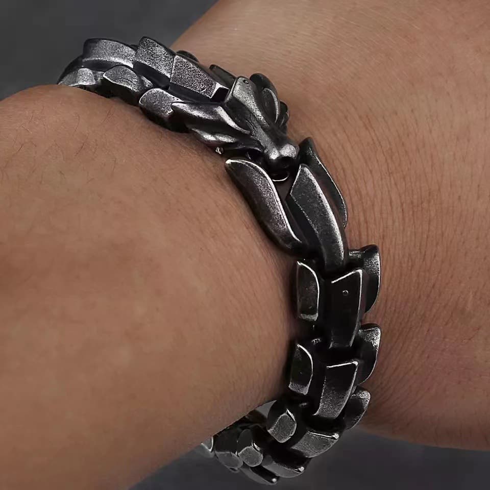 ブレスレットメンズ 重厚龍鱗ブレスレット