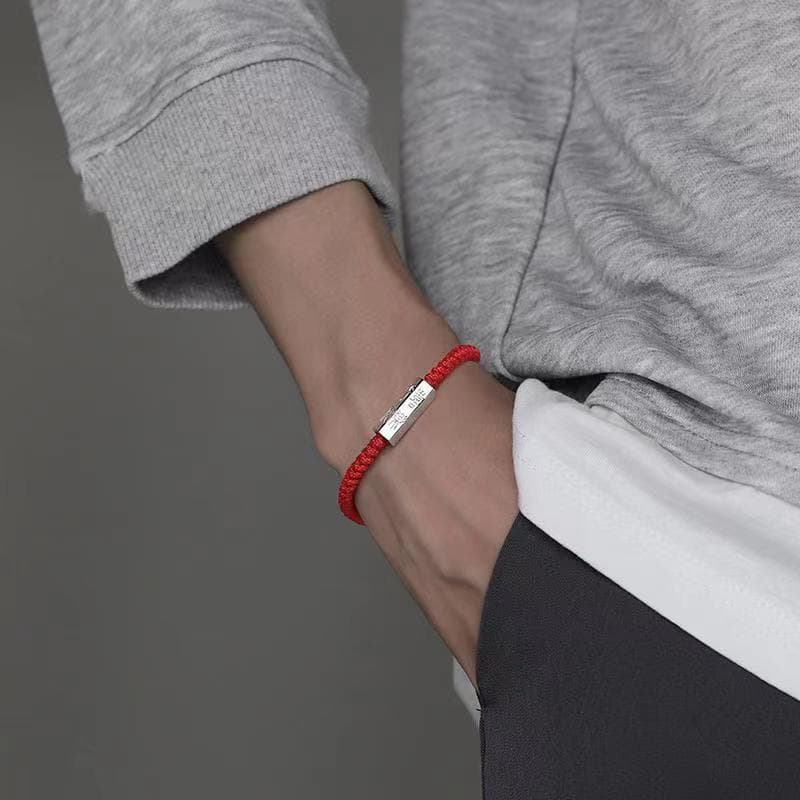 ブレスレットメンズ 組紐留め具付きペアブレスレット