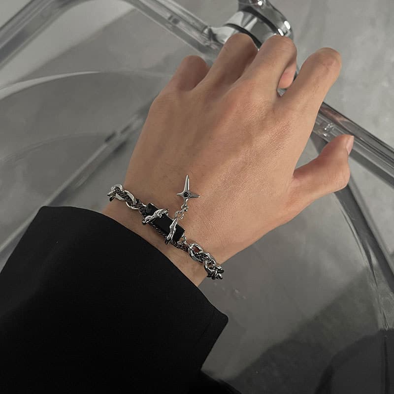 ブレスレットメンズ 十字架チェーンブレスレット