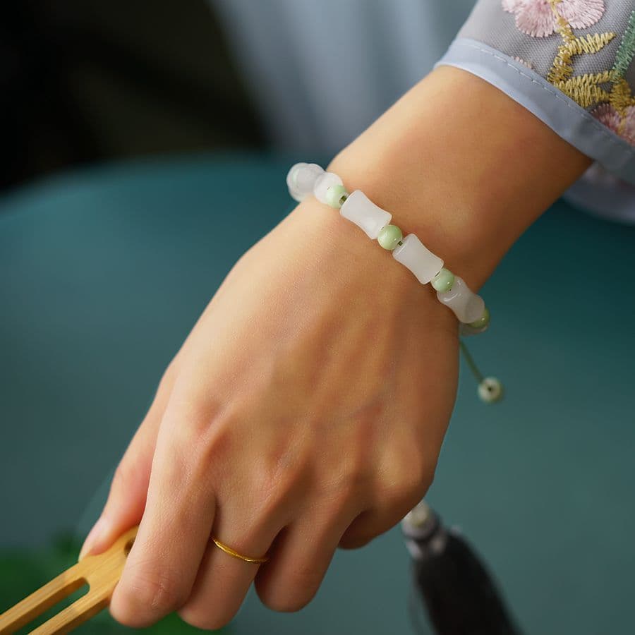 ブレスレットメンズ 天然石調 組紐引き締めブレスレット