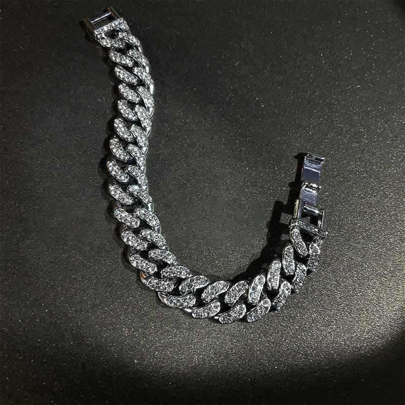 ブレスレットメンズ キュービックジルコニア装飾チェーンブレスレット