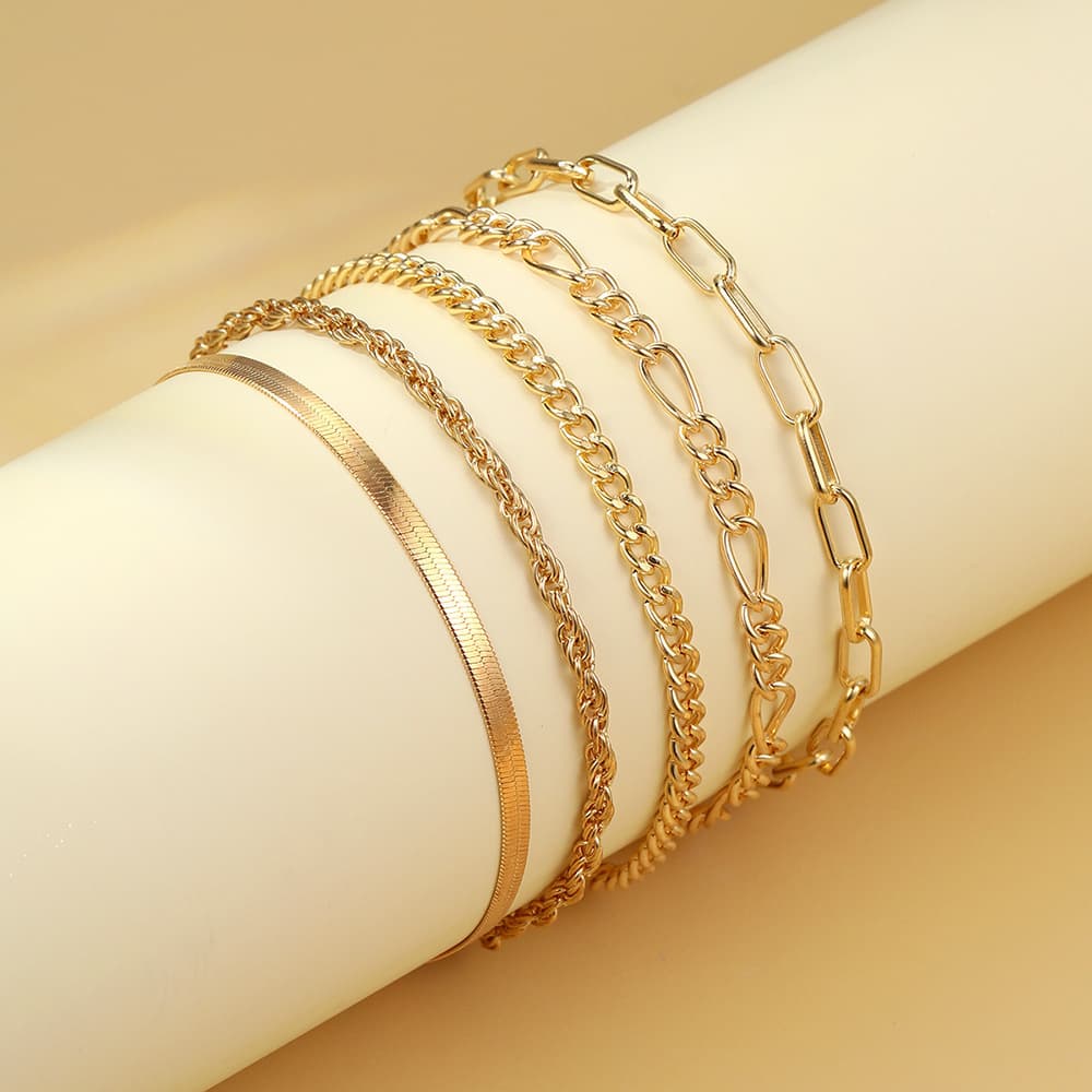 ブレスレットメンズ シンプル六連チェーンブレスレット