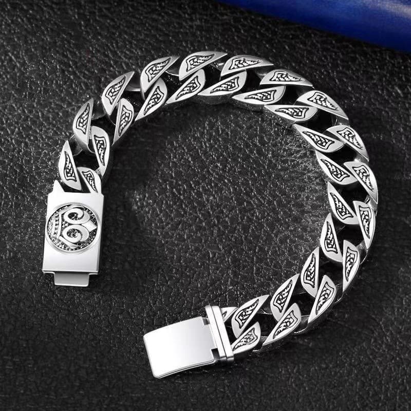ブレスレットメンズ 龍紋様チェーンブレスレット