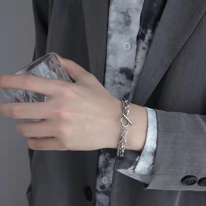ブレスレットメンズ シンプル飾り職人トグルブレスレット