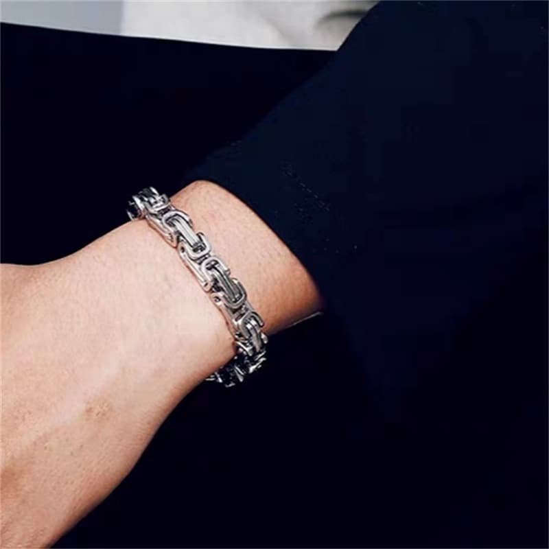 ブレスレットメンズ 幾何学模様チェーンブレスレット